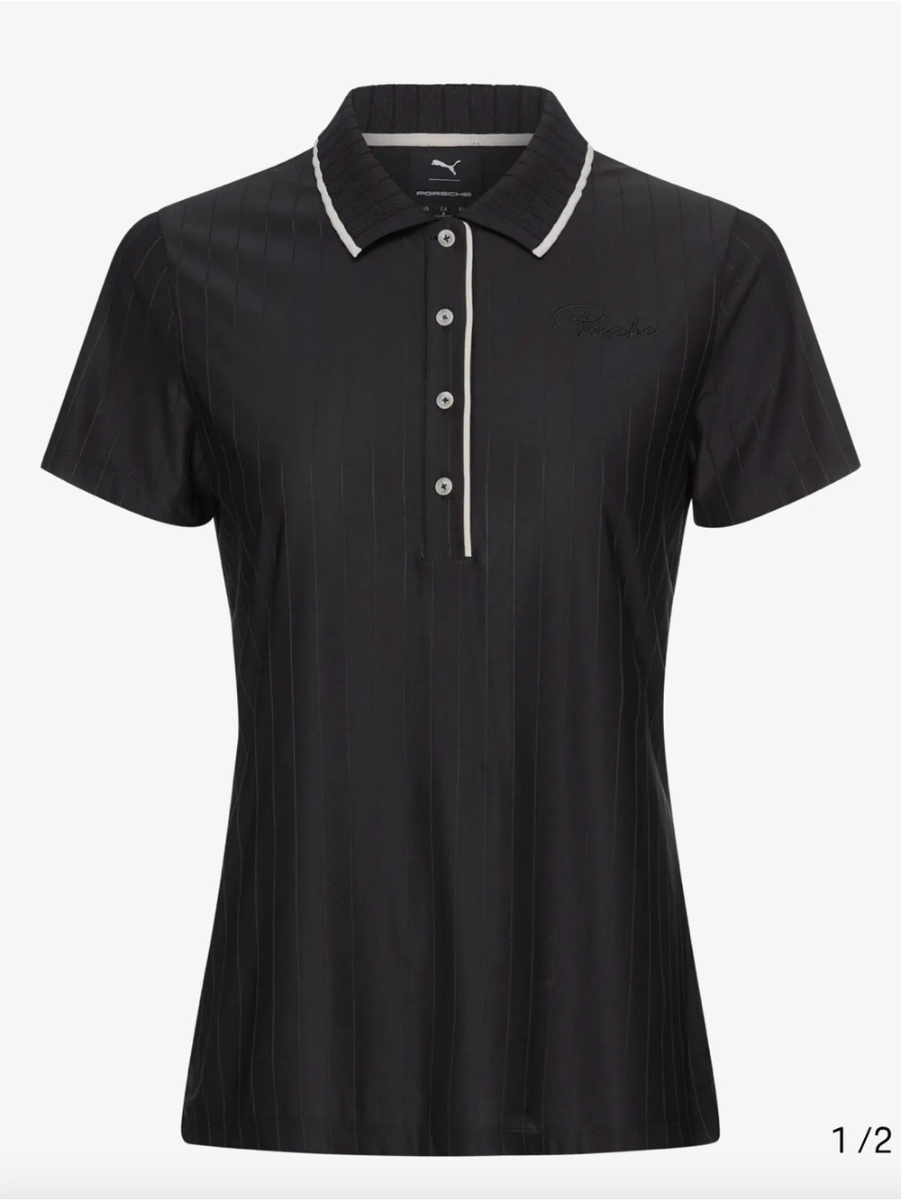 Porsche x Puma Women's Black Polo Shirt - 911 Targa 60Y